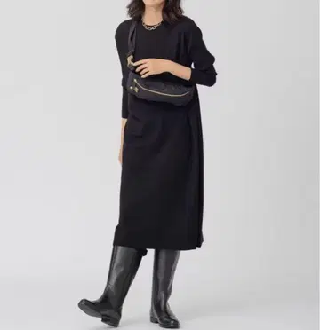 23구 비스코스 스트레치 리브 소매 원피스 44 니트 롱