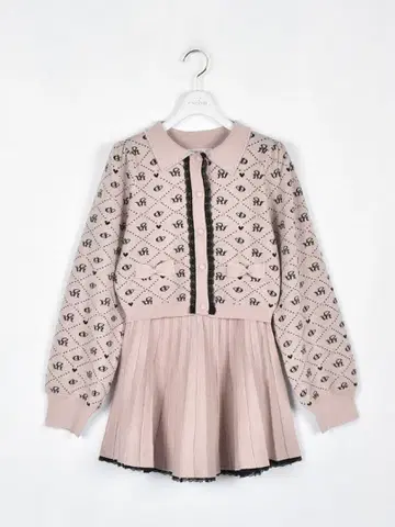 evelyn 로고 플리츠 니트 세트