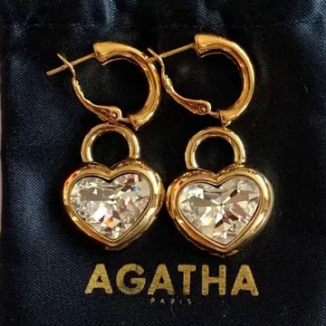 AGATHA PARIS 빈티지 하트형 참 후프 귀걸이 세트