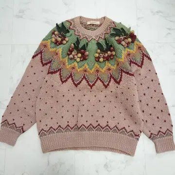 원더풀 월드 카네코 이사오 3D 자수 체리 체리 스웨터