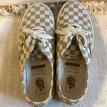 VANS 체크 무늬 스니커즈 그레이/화이트