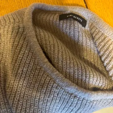 mimi memete 그레이 리브 긴팔 니트 미니 원피스