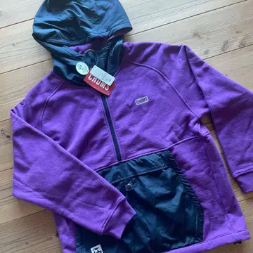 CHUMS 후드 부착 퍼플 플리스 여성 상의 M