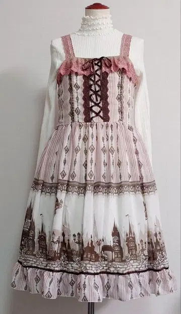 axes femme 프린트 패턴 오버롤 스커트