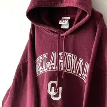 USA 스포츠 클럽 오클라호마 자수 후드티 XL 레드 빨간색 구제 의류