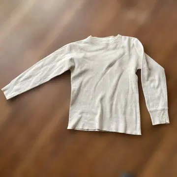 리브 편직 긴팔 서멀 M 크림색