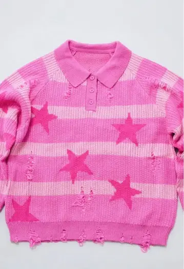 [ 택 포함 새상품 ] 나카 리이사 RE. 별 패턴 보더 니트 핑크