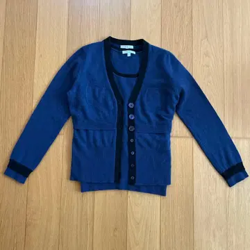 폴카 최고급 캐시미어 가디건과 반팔 니트 셋업