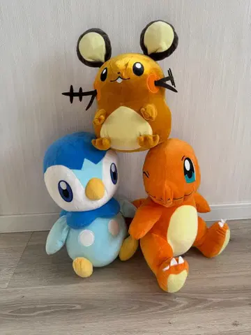 포켓몬 봉제 인형 팽도리, 파이리, 데덴네 3체 세트