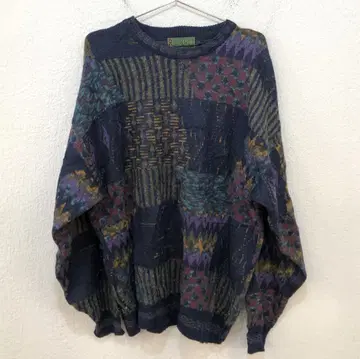 해외 구제 의류 레어 상품 RIGGINS 총 패턴 아크릴 니트 [ L ]