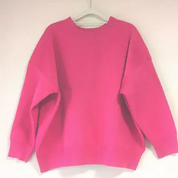 핑크 크루넥 오버 사이즈 니트 F