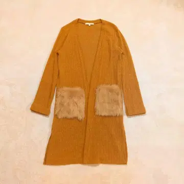 [pink adobe] 포켓 퍼 가디건(L) / 겉옷 리브 니트