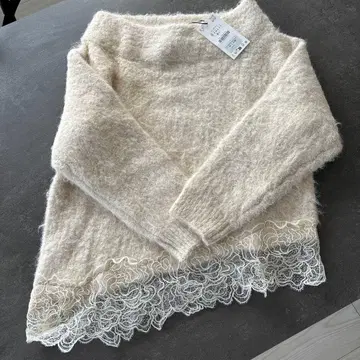 미사용 새상품 S 사이즈 ZARA 레이스 컴비 니트