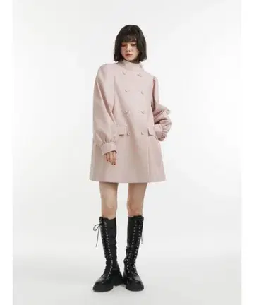 jouetie 인조 가죽 A 라인 코트 핑크