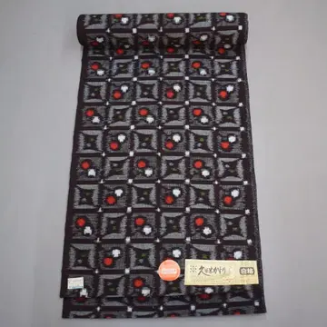 M18-3 새상품 보관품 구루메 카스리 면 무늬 옷감 다크 네이비 사각