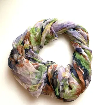 실크 100% 꽃무늬 쉬폰 스톨 멀티 컬러