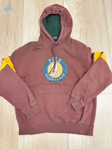 랄프 로렌 빈티지 90's 브라운 로고 후드티
