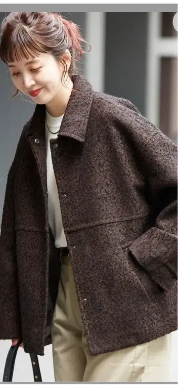 B.C STOCK 부클레 트윌 숏코트 브라운