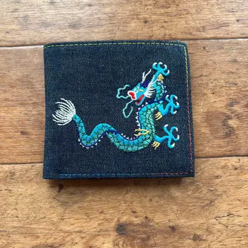 쇼와 양키 드래곤 자수 지갑 데님