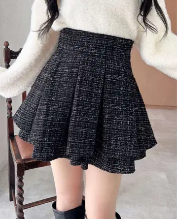 INGNI 트위드 턱 미니 플레어 스커트