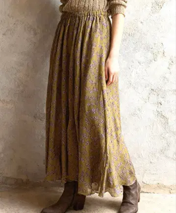 IENA 이에나 양류 플라워 스커트 허리밴딩 38