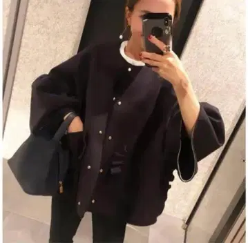 yori 포켓 프릴 자켓 네이비