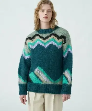 지그재그 무늬 오버 사이즈 니트