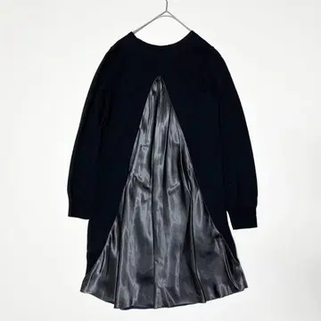 sacai 이소재 도킹 원피스 울 네이비 새틴 긴팔