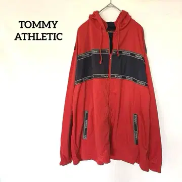 TOMMY ATHLETIC 풀 집업 후드티 L 레드/네이비