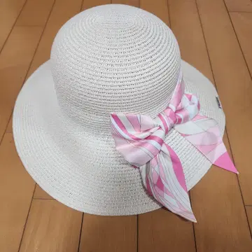 Rady 화이트 핑크 리본 밀짚모자