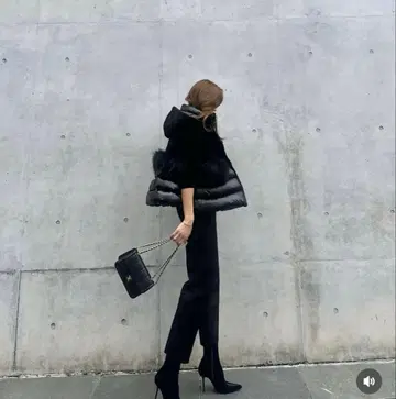 ESMOK 벨벳 퍼(fur) 장식 다운 베스트