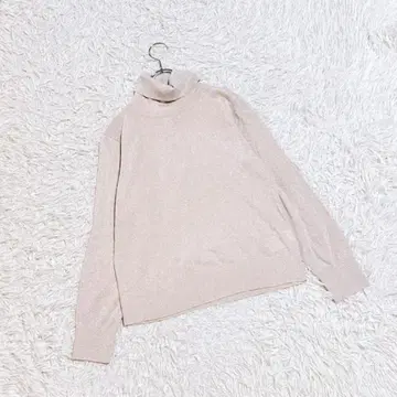 [ H&M ] 터틀넥 스웨터 ( L ) 얇은 소재 긴팔 베이지 라메 믹스