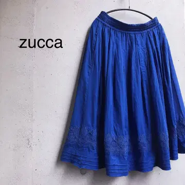 zucca 자수 플레어 스커트 블루