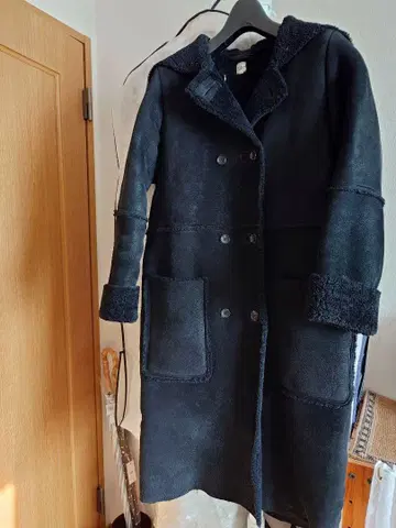 론 헤르만 리얼 무스탕 코트 램 가죽 양가죽 2way 블랙