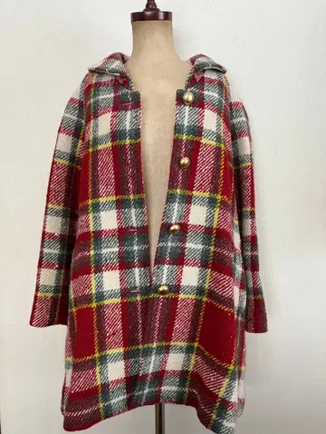 타탄 체크 울 100% 코트