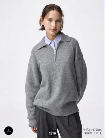 새상품 GU 퍼프 니트 하프 지퍼 풀오버