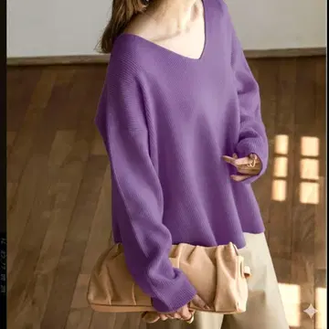 노블 울 캐시미어 총침 V넥 풀오버