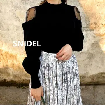 SNIDEL 스나이델 튤 긴팔 니트 블랙 SIZE 프리