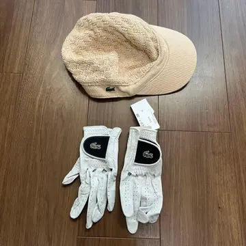 LACOSTE 베이지 캡과 장갑 세트