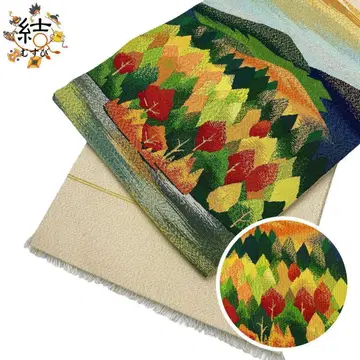 MO-3357 교토 후쿠로 오비 직조 원산 나무 무늬 미색