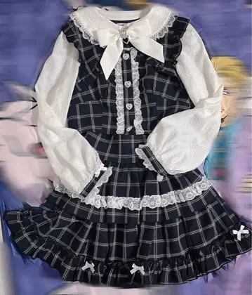 노에미 키라키라 하트 레이어드풍 티어드 세트업 블랙 M