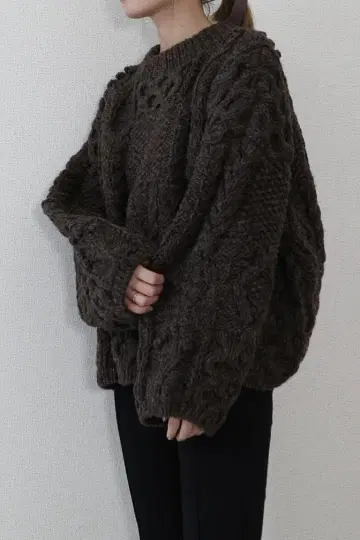 caveza rosso 패치워크 라이크 핸드 니트탑