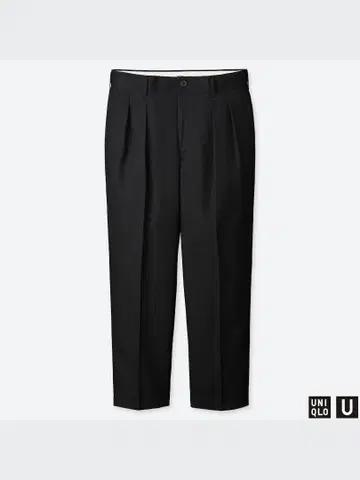 UNIQLO U 와이드 핏 턱 테이퍼드 치노 블랙 73