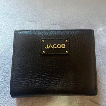 JACOB 블랙 가죽 접이식 지갑