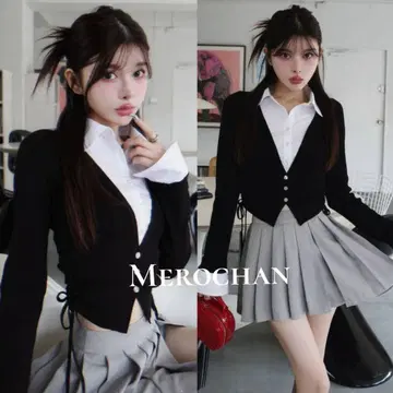 Darich 셔츠 도킹 레이스업 니트탑 [택 포함 새상품]