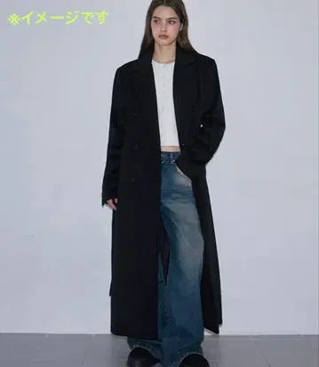 새상품 하이크 HYKE 노카라 더블 버튼 롱 코트 블랙