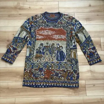 새상품급 미쏘니 회화풍 니트 스웨터 M 튜닉