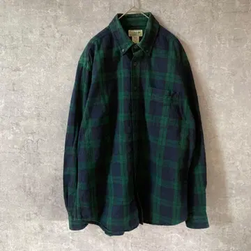 L.L.Bean 체크 플란넬 셔츠 그린 플란넬 긴팔 M 사이즈