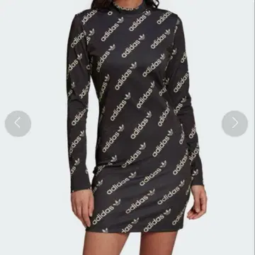 adidas 타이트 원피스 로고 원피스 신축 트레포일 패턴