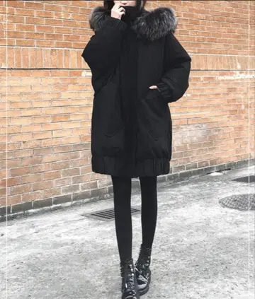 충전솜 숏코트 퍼 포함 코트 한국 스타일